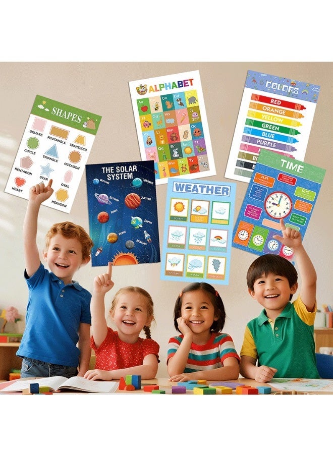 Early Education Wall Posters for Kids，12sheets, Educational Charts – Alphabet, Numbers, Shapes, Animals & Colors – Montessori Inspired Classroom & Home Learning Décor - Image 1